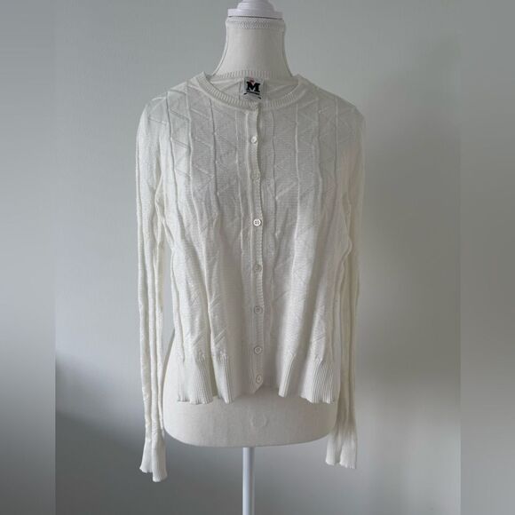 White Missoni mini white knitted Cardigan button down XS - Picture 1 of 3